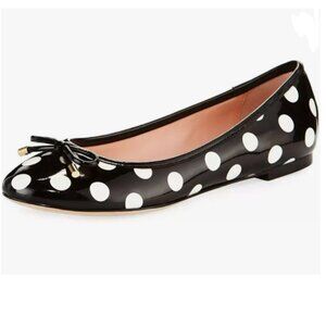 YDN Black Flats with White Dots and Bow